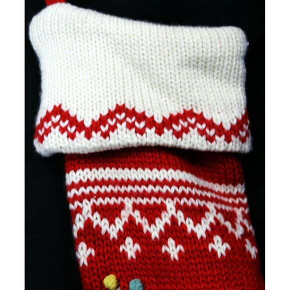 Pottery Barn Kids Christmas Stocking Red White Knit Sweater Reindeer Ornaments - Picture 4 of 12